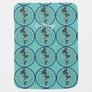 Mermaid Silhouette in Bubbles Thunder_Cove  Baby B Blanket