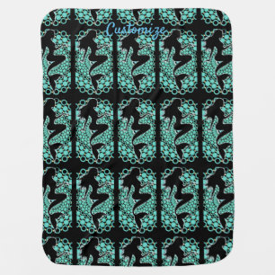 Mermaid Silhouette in Bubbles Thunder_Cove Baby Blanket