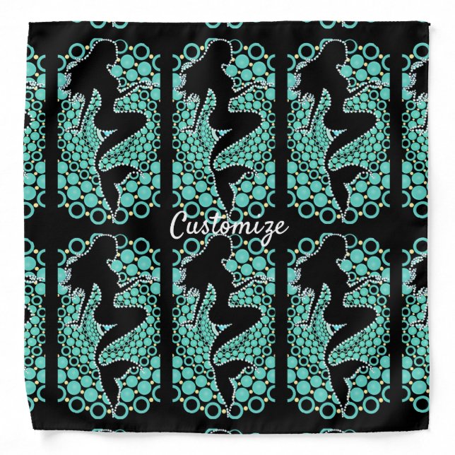 Mermaid Silhouette in Bubbles Thunder_Cove Bandana (Front)