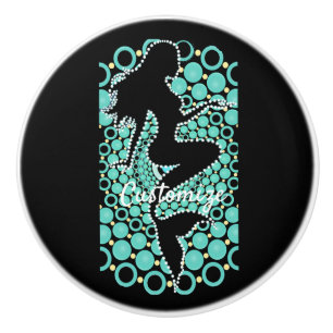 Mermaid Silhouette in Bubbles Thunder_Cove  Ceramic Knob