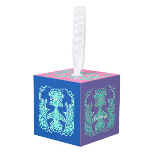 Mermaid Silhouette in Bubbles Thunder_Cove  Cube Ornament