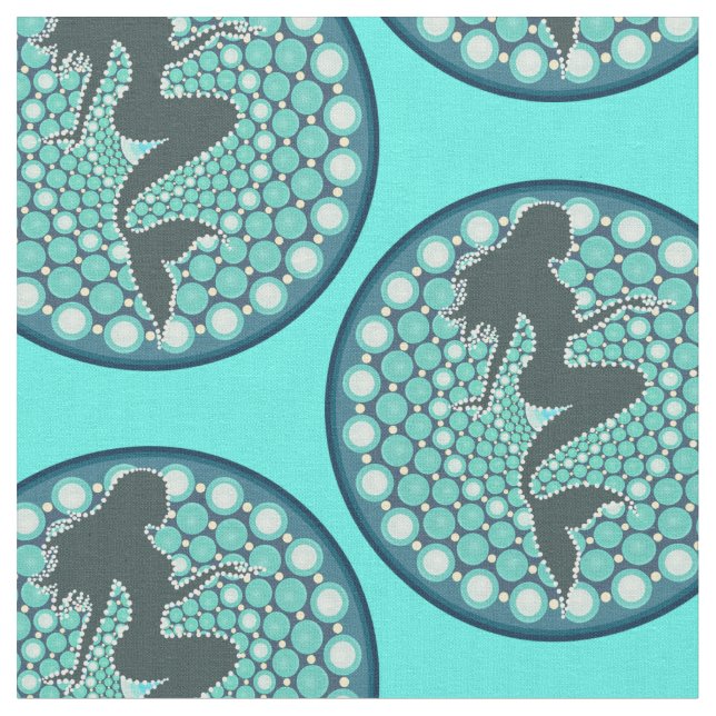 Mermaid Silhouette in Bubbles Thunder_Cove  Fabric (Close Up)