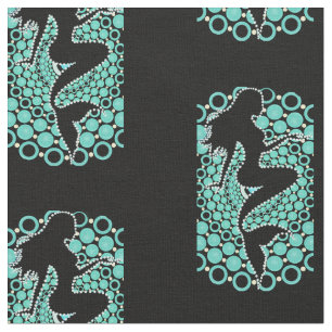 Mermaid Silhouette in Bubbles Thunder_Cove  Fabric