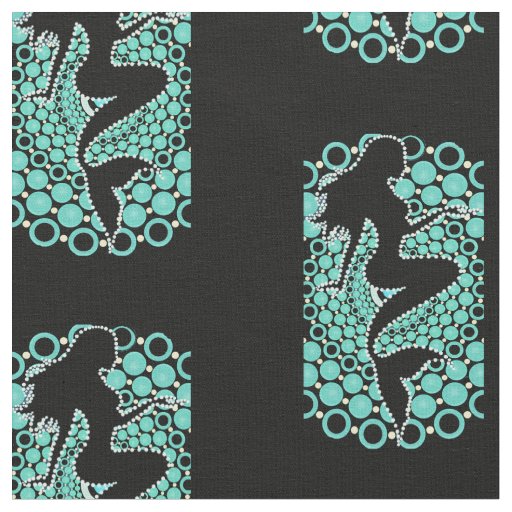 Mermaid Silhouette in Bubbles Thunder_Cove  Fabric