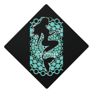 Mermaid Silhouette in Bubbles Thunder_Cove  Graduation Cap Topper