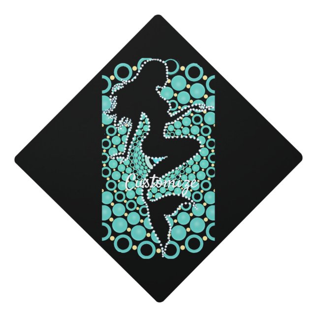 Mermaid Silhouette in Bubbles Thunder_Cove  Graduation Cap Topper (Front)