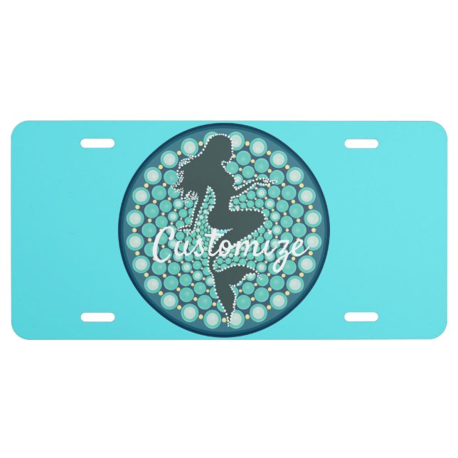 Mermaid Silhouette in Bubbles Thunder_Cove License Plate (Front)