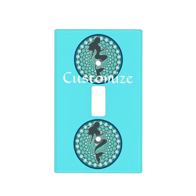Mermaid Silhouette in Bubbles Thunder_Cove Light S Light Switch Cover (Front)
