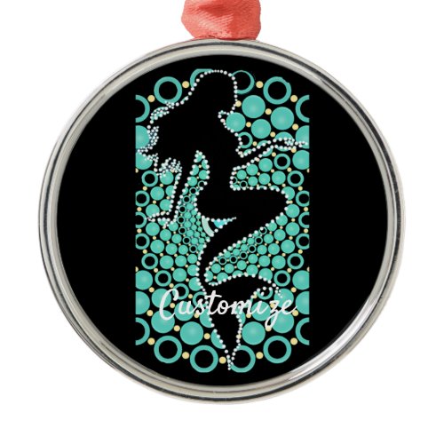 Mermaid Silhouette in Bubbles Thunder_Cove Metal Ornament