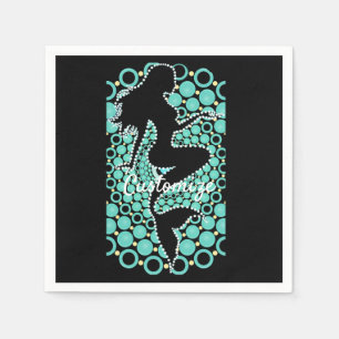 Mermaid Silhouette in Bubbles Thunder_Cove  Napkins