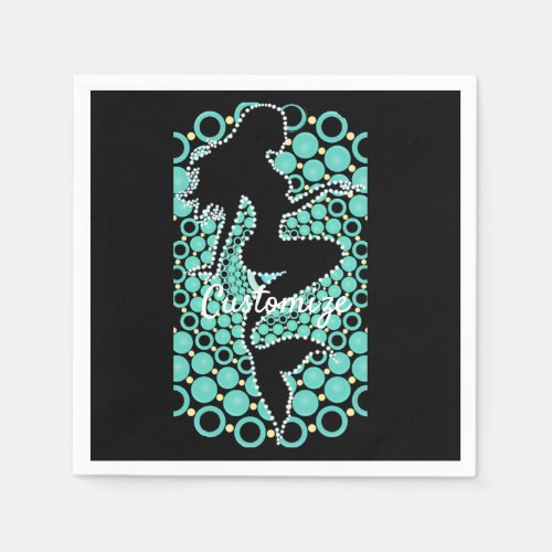 Mermaid Silhouette in Bubbles Thunder_Cove  Napkins