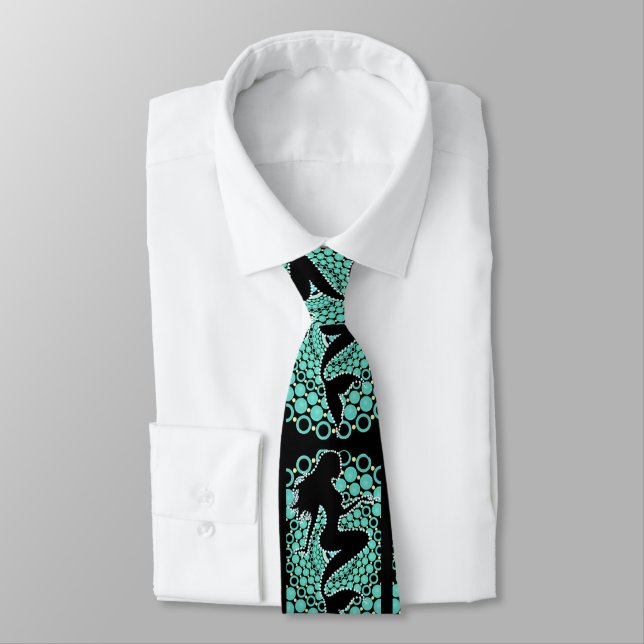 Mermaid Silhouette in Bubbles Thunder_Cove  Neck Tie (Tied)