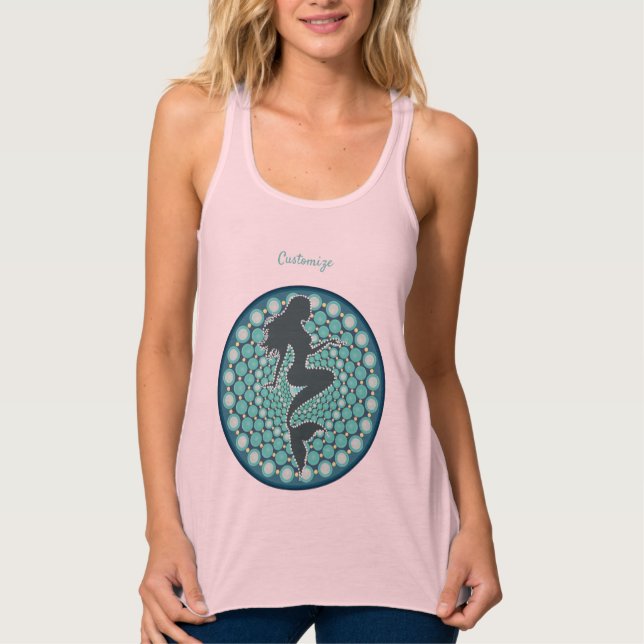 Mermaid Silhouette in Bubbles Thunder_Cove  Tank T Top (Front)