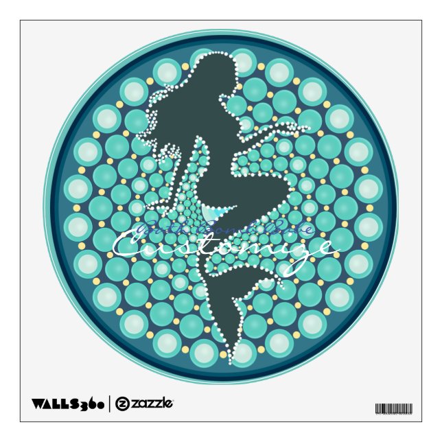 Mermaid Silhouette in Bubbles Thunder_Cove Wall De Decal (Front)
