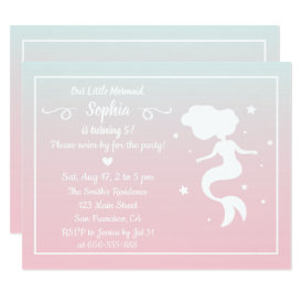 Mermaid Silhouette Pink Blue Ombre Birthday Party Card