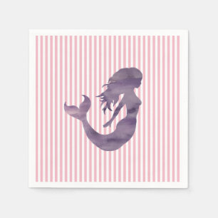 Mermaid Silhouette Purple Painting Napkins