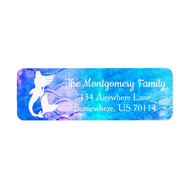 Mermaid Silhouette & Scales | Family Name Label (Front)