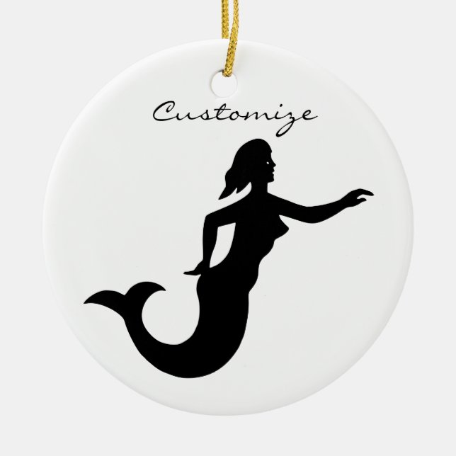 Mermaid Silhouette Thunder_Cove Ceramic Ornament (Front)