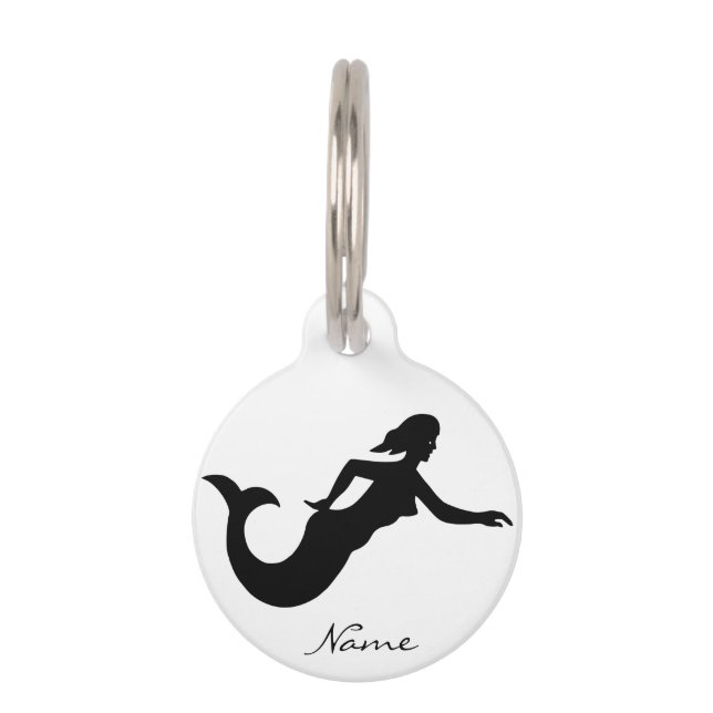 Mermaid Silhouette Thunder_Cove Pet ID Tag (Front)