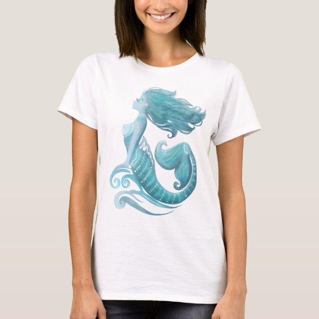 Mermaid silhouette watercolor stylish T-Shirt (Front)