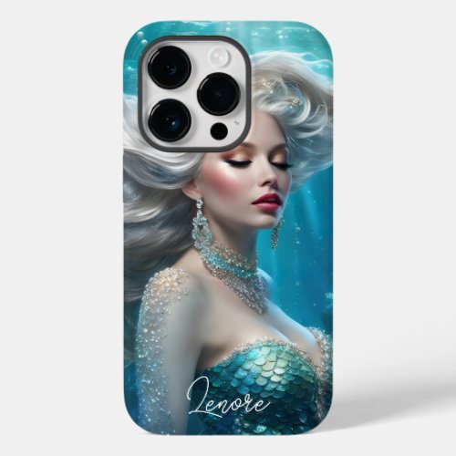 Mermaid Silver Hair Turquoise Ocean Case_Mate iPhone 14 Pro Case