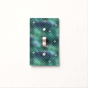 Mermaid Silver Teal Ocean Glitz Light Switch Cover