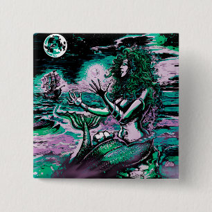 Mermaid Siren Atlantis Pearl Button