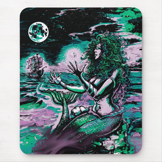 Mermaid Siren Atlantis Pearl Mouse Pad (Front)