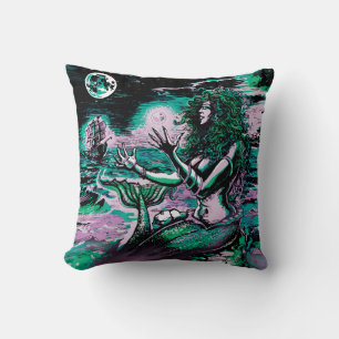 Mermaid Siren Atlantis Pearl Throw Pillow