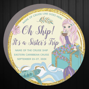 Mermaid Sister's Trip Cruise Stateroom Door Marker Car Magnet