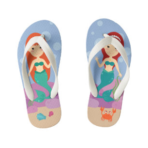 Mermaid sisters under the sea summer ocean kid's flip flops