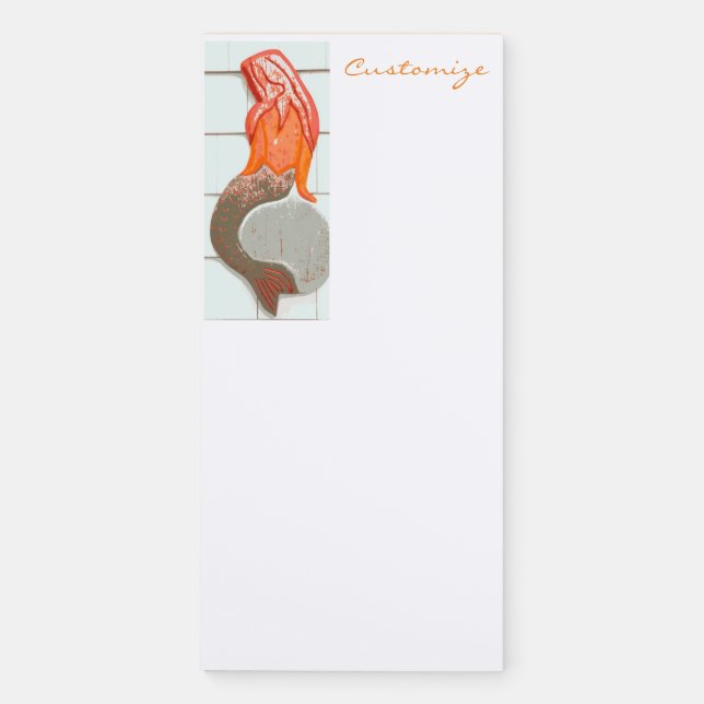 Mermaid Sitting Thunder_Cove Magnetic Notepad (Front)