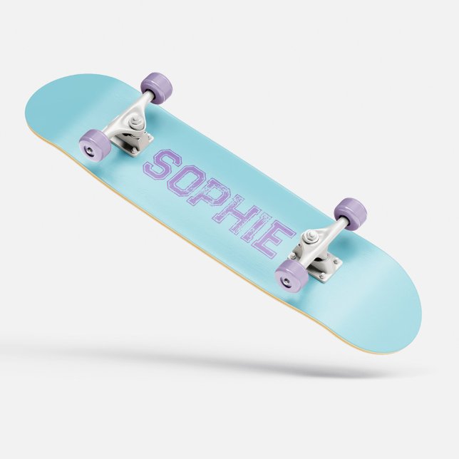 Mermaid Skateboard Personalized Name (Girly Varsity Pink Skateboard Personalized Name mermaid)