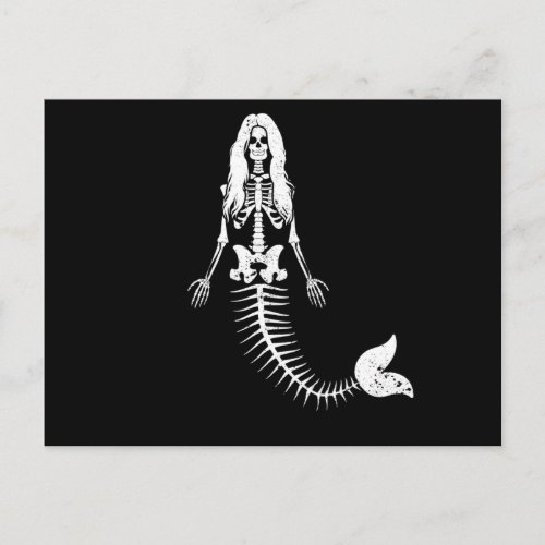 Mermaid Skeleton Halloween Funny Spooky Postcard