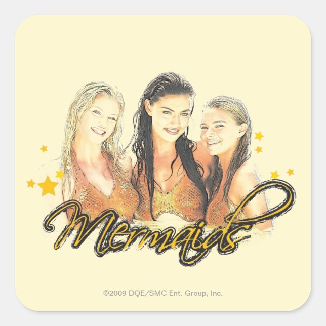 Mermaid Sketch Square Sticker (Front)