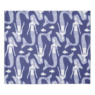Mermaid Sketch: Vintage Fish Pattern. Duvet Cover