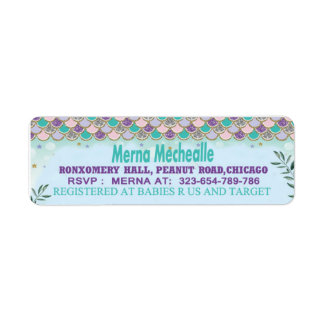 mermaid skin baby shower return address lable label