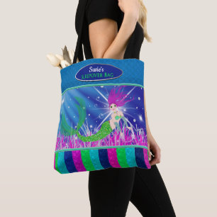 Mermaid Sleepover Bag, Name Insert Tote Bag