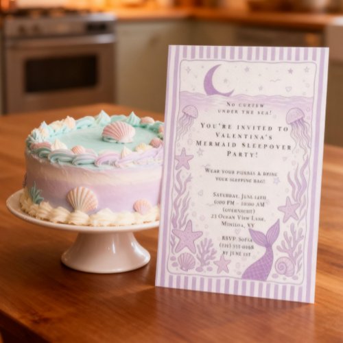 Mermaid Sleepover Under the Sea Pajama Party Invitation