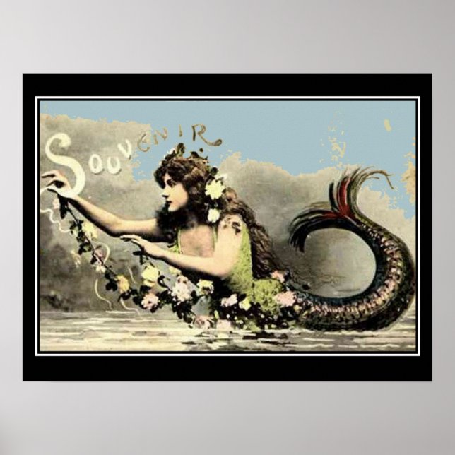 Mermaid Souvenir Vintage Tourist Poster (Front)