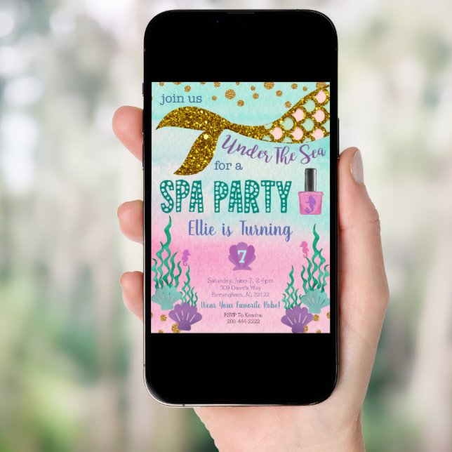 Mermaid Spa Birthday Invitation (Front Digital)