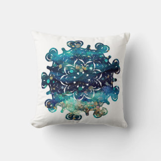 Mermaid Sparkle Hearts Mandala Throw Pillow