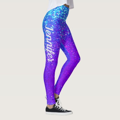 Mermaid Sparkle Scales Purple Blue jogging NAME Leggings