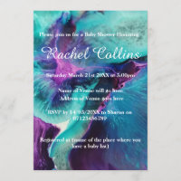 Mermaid Splash Abstract Baby Shower Invitation