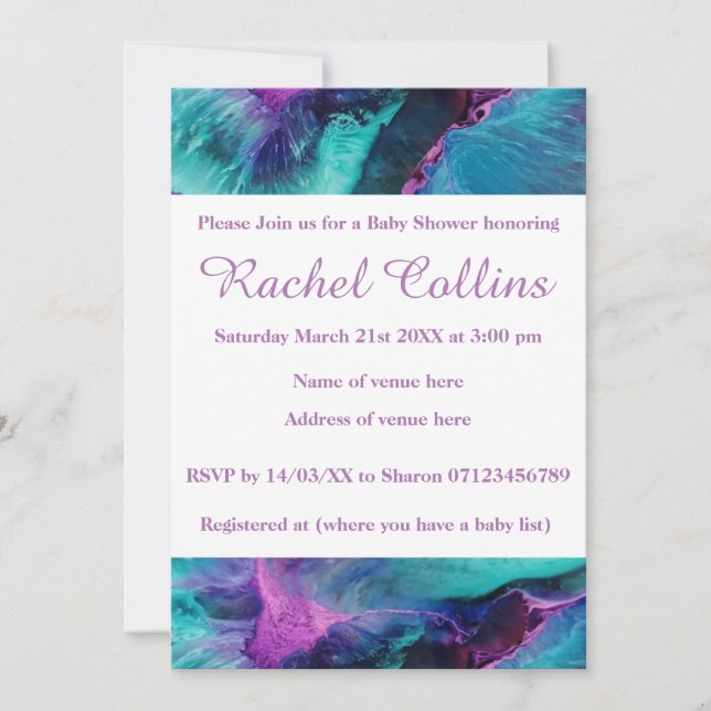 Mermaid Splash Abstract Baby Shower Invitation (Front)