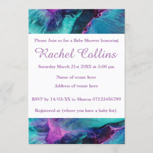 Mermaid Splash Abstract Baby Shower Invitation