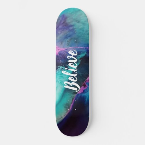 Mermaid Splash Abstract Believe Skateboard