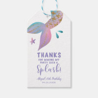 Mermaid Splash Birthday Party Thank You Favor Gift Tags