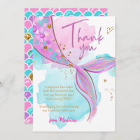 Mermaid Splish Splash Pool Girl Thank You Card