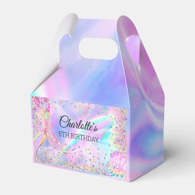 Mermaid Splish Splash Pool Party Girl Birthday  Favor Boxes (Front Side)